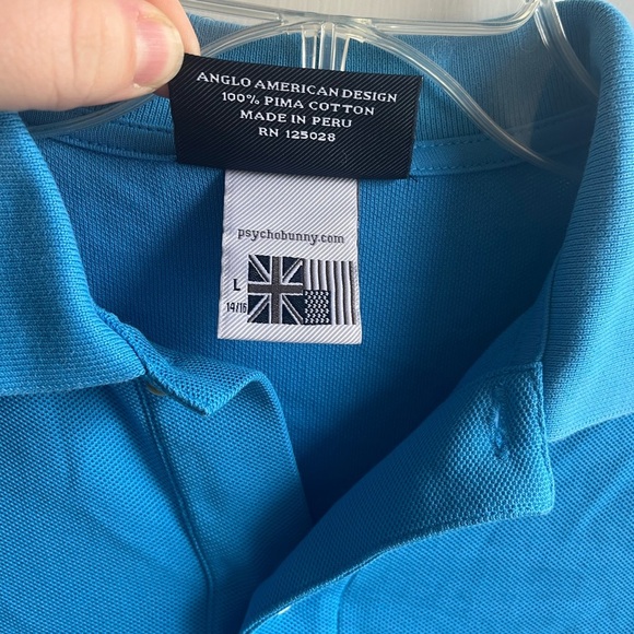 Psycho Bunny Womens Blue Classic Logo 2-Button Cotton Polo Size Large - Picture 4 of 8